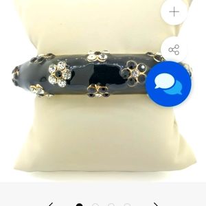 Beautiful Vintage Black, Gold and Rhinestone Bracelet